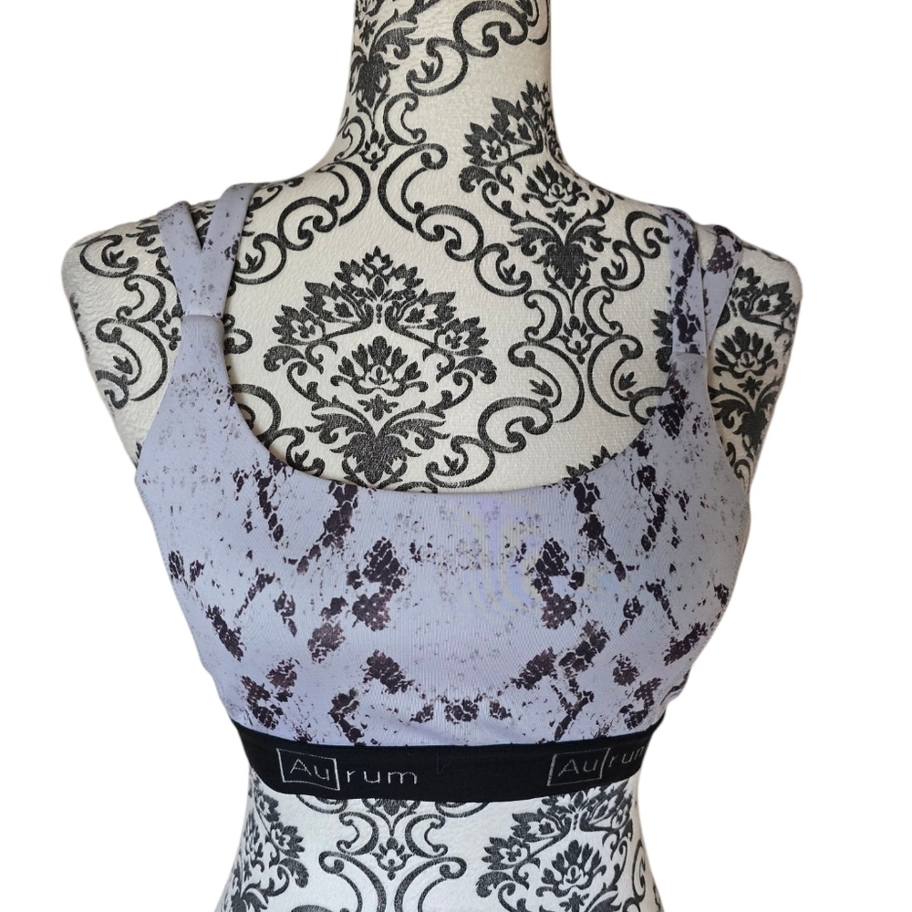 Aurum Limitless White Snakeskin Print Sports Bra Size Small